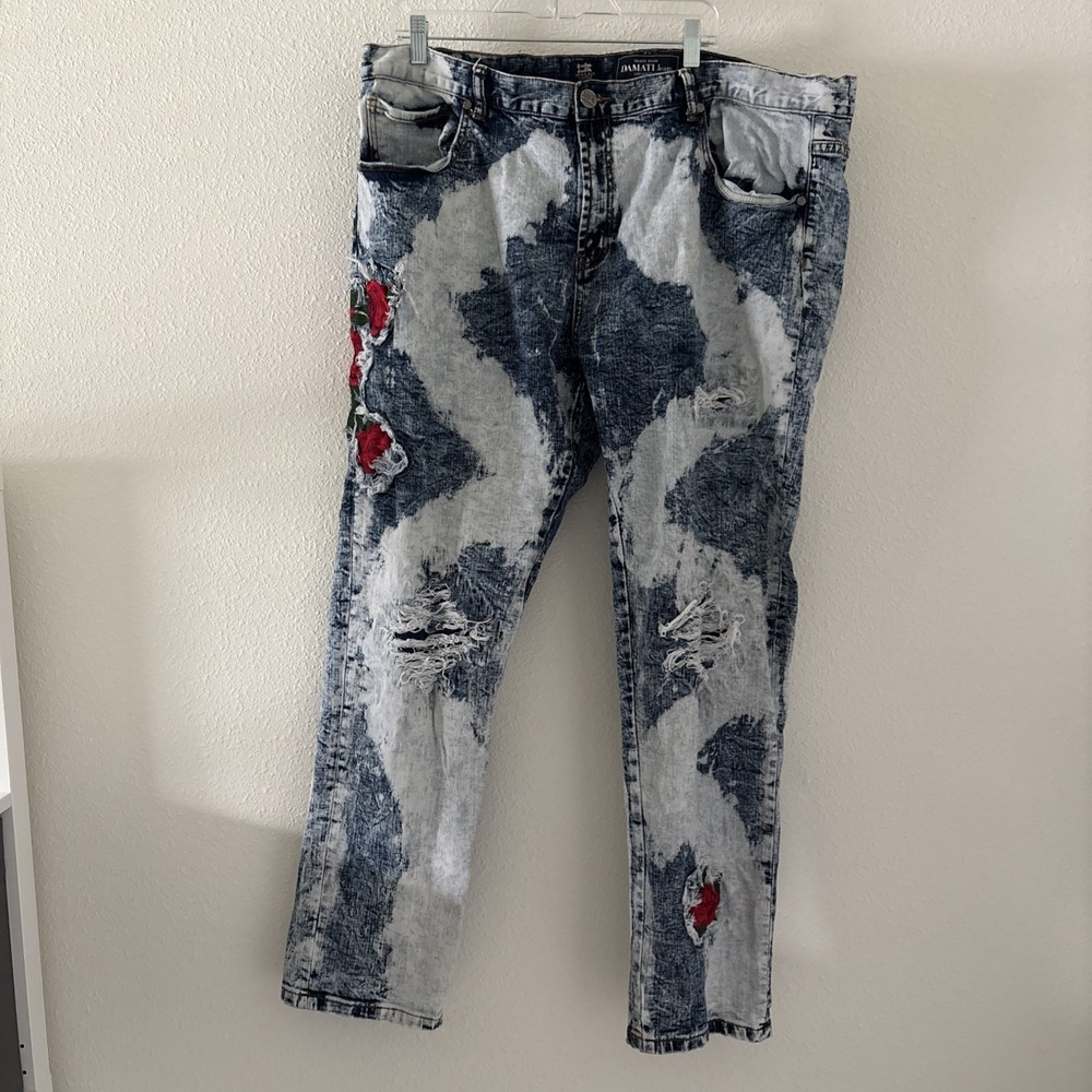 Damanti Distressed Acid Wash Rose Men's Jeans Size 42 80s Grunge